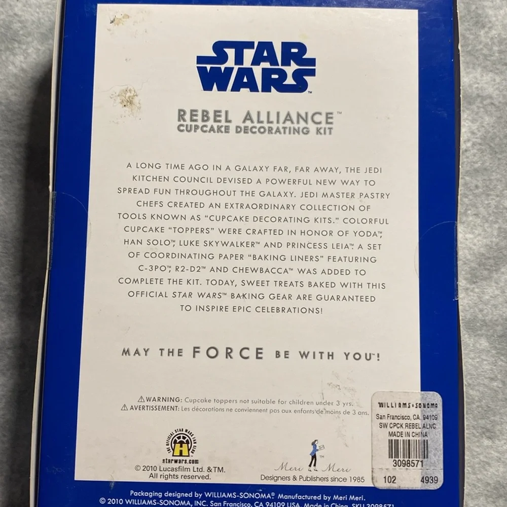 Williams Sonoma Star Wars Rebel Alliance Cupcake Decorating Kit NIB Meri Meri